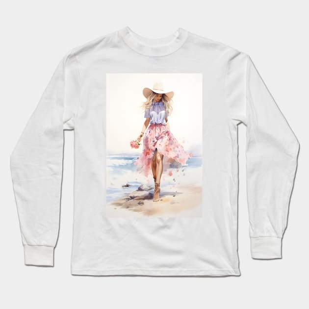 Coastal Cowgirl 05 Long Sleeve T-Shirt by Mistywisp